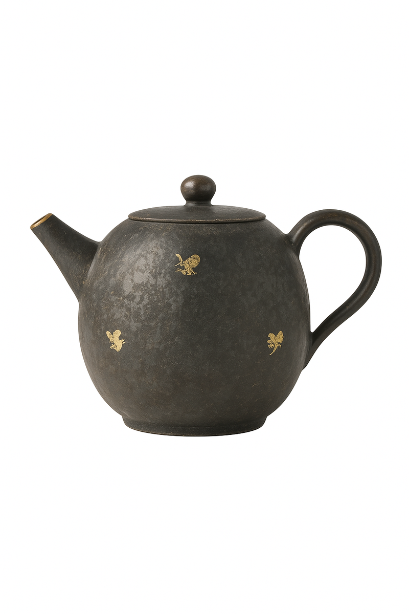théière japonaise style rétro dorures avec infuseur