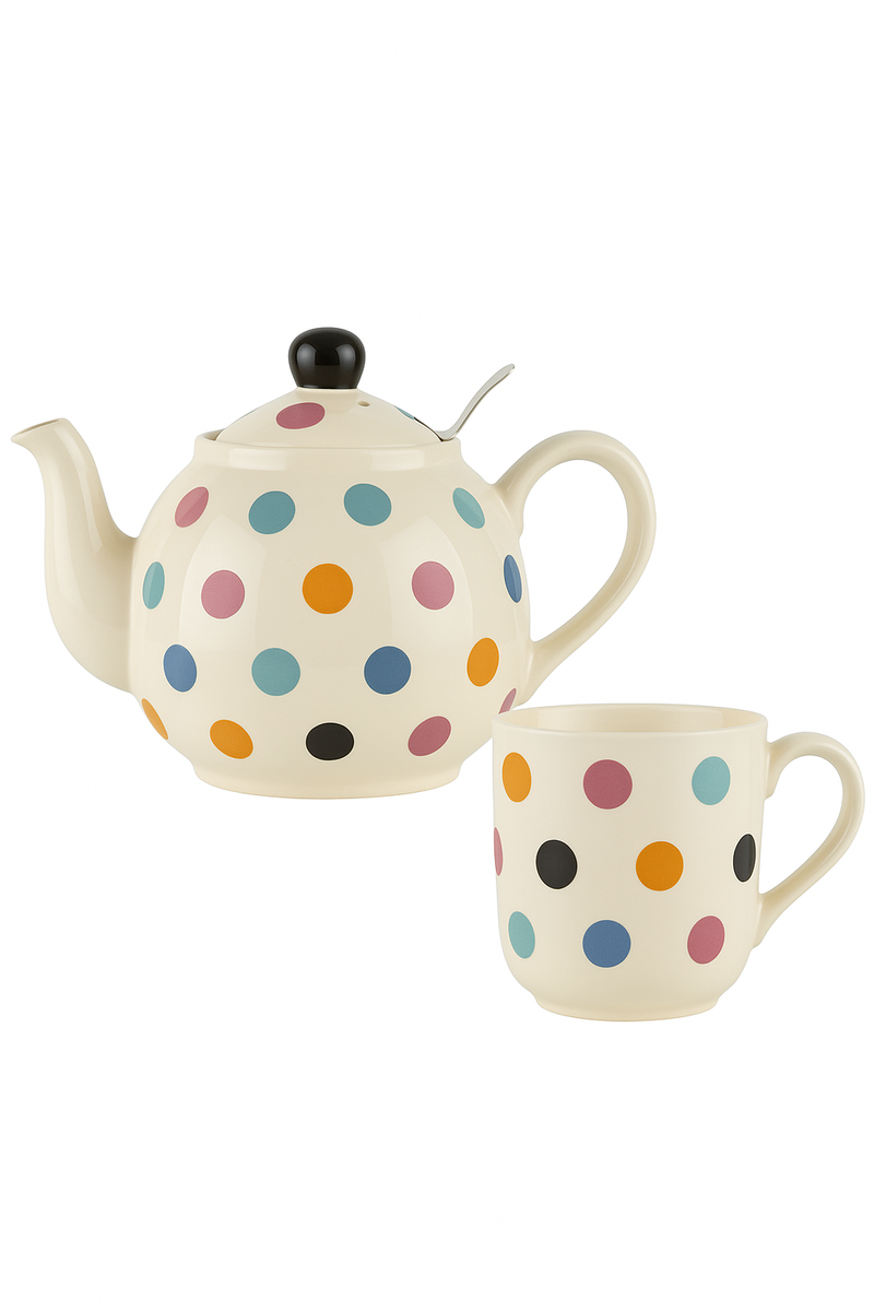 théière london pottery céramique motif à pois service