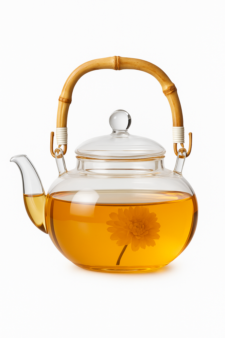 theiere verre poignee bambou tasses infusion pu erh