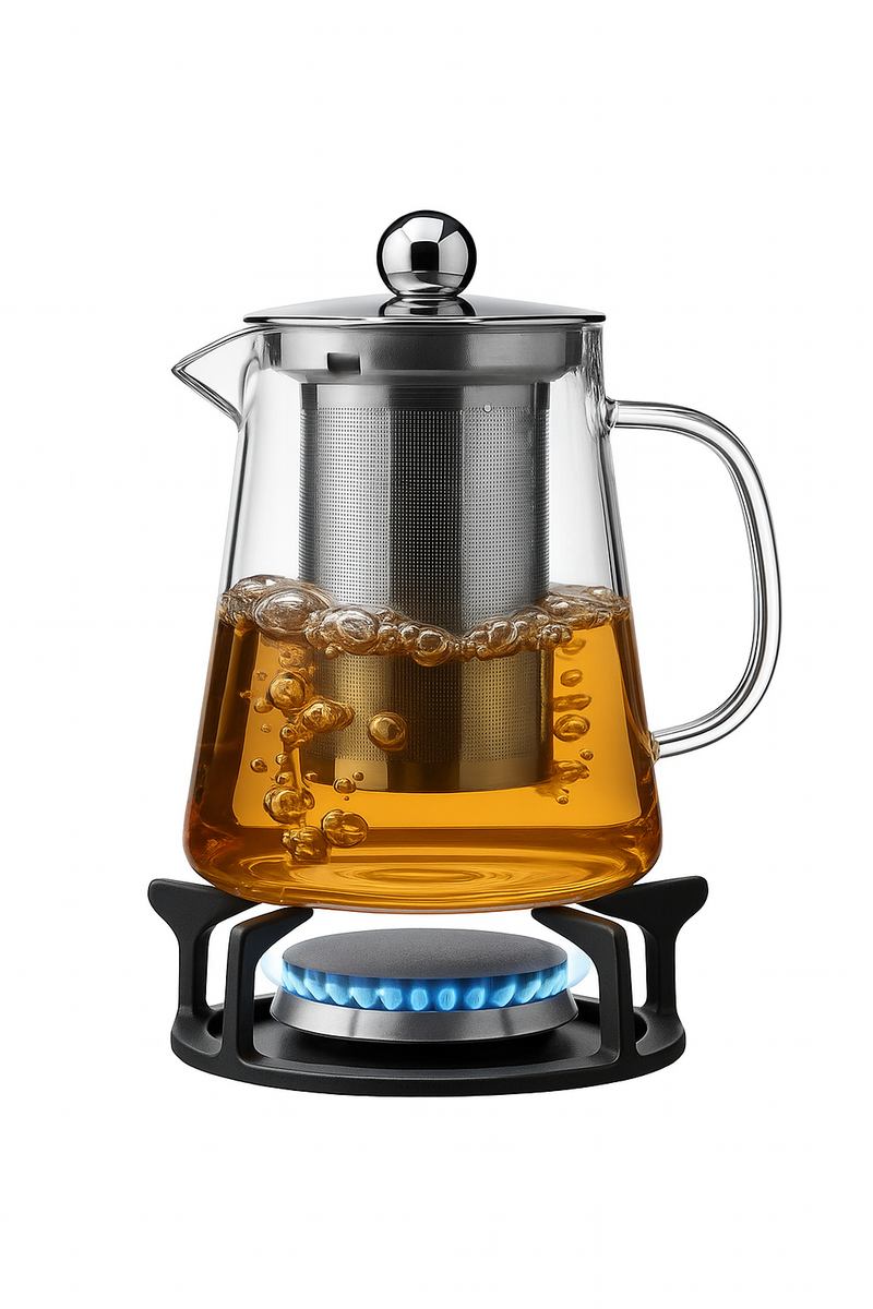 Théière verre résistant avec infuseur inox transparente élégante