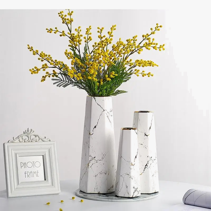 vase hexagonal en céramique pour arrangements floraux décoratifs