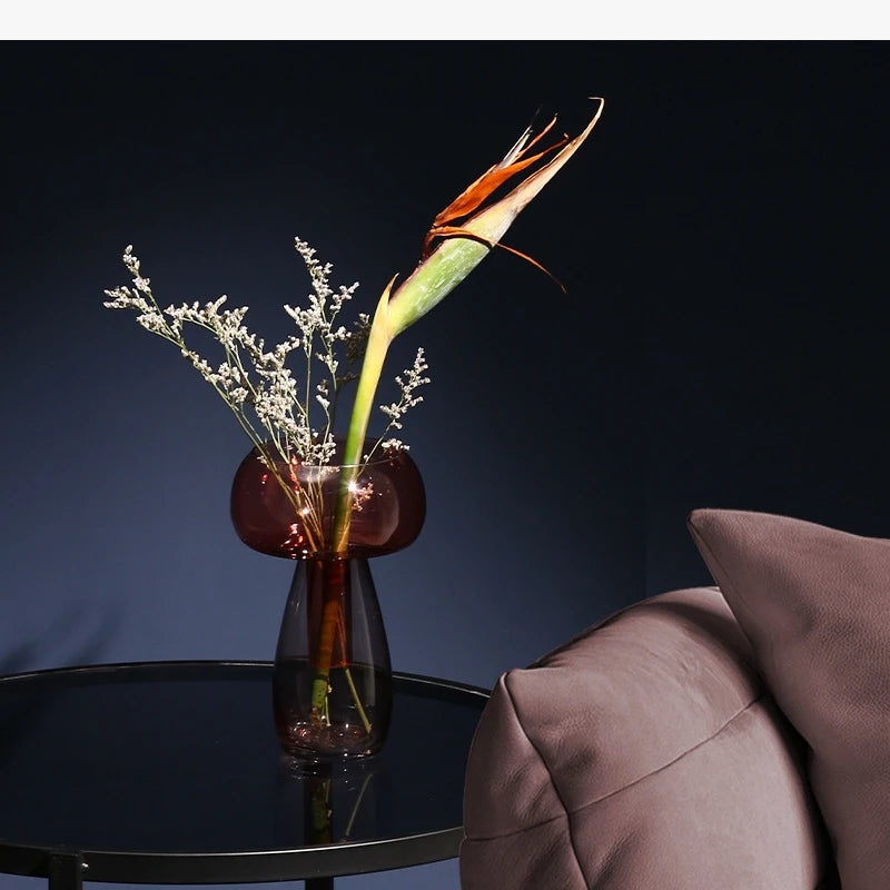 vase hydroponique en verre transparent en forme de champignon décoratif
