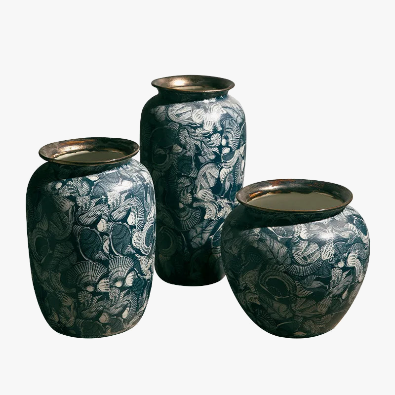 vase rétro en céramique fait main avec dorure décorative