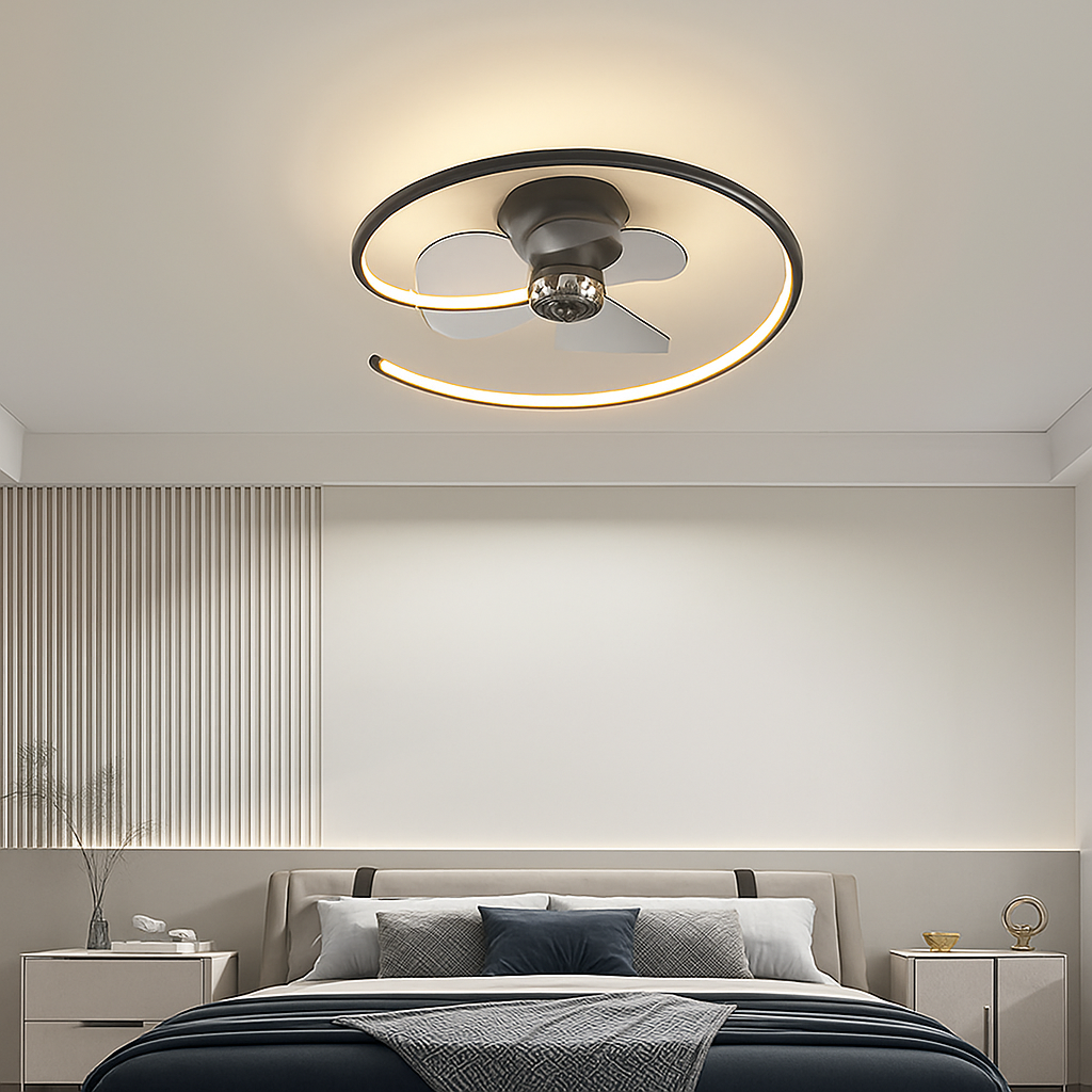 ventilateur de plafond led artpad avec lumière et télécommande - vue 3 sur 16