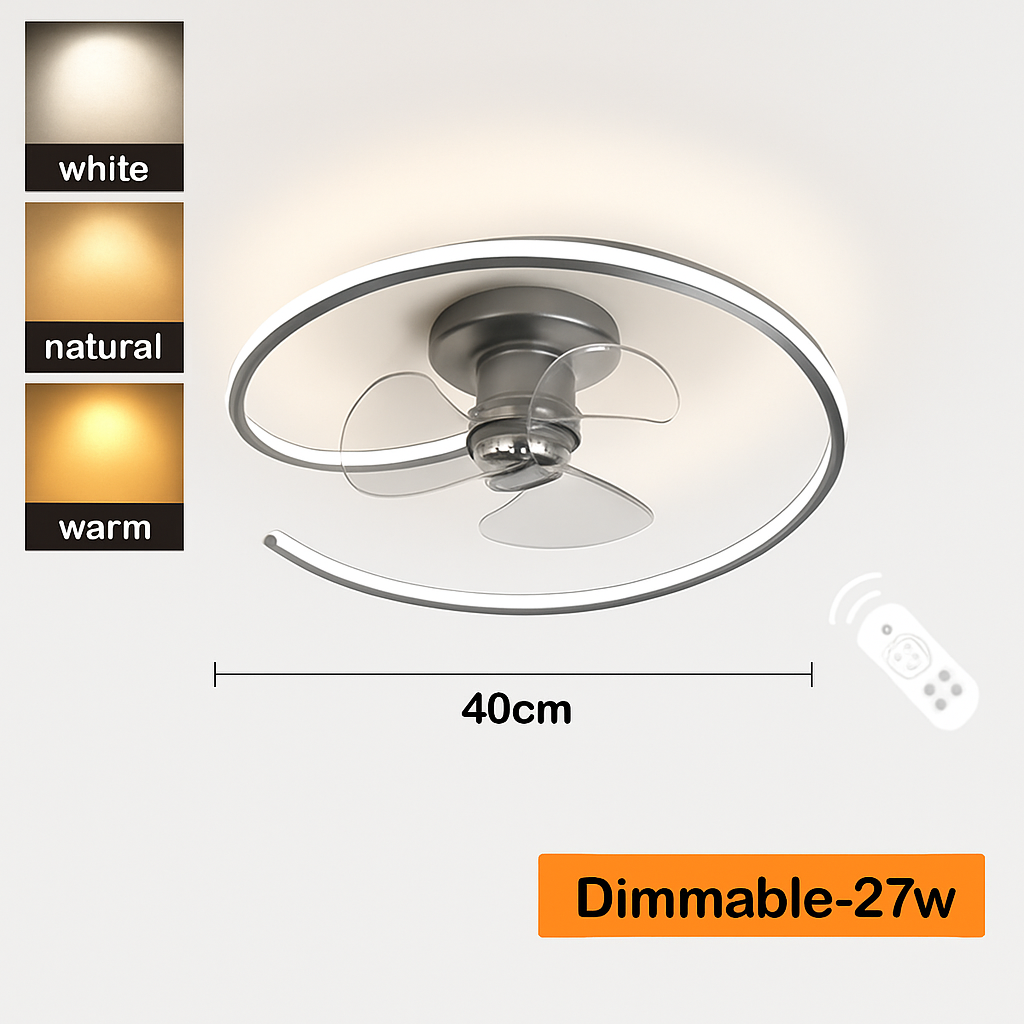 ventilateur de plafond led artpad avec lumière et télécommande - vue 10 sur 16