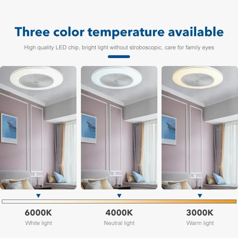 ventilateur de plafond led moderne avec télécommande et lustre