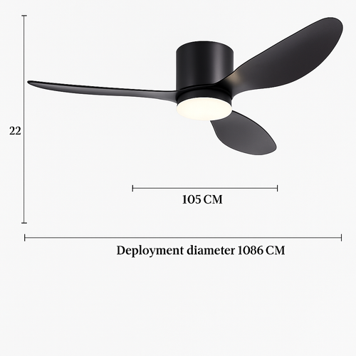 ventilateur de plafond moderne à led télécommande 6 vitesses éclairage intégré - vue 16 sur 18