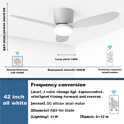 ventilateur de plafond moderne à led télécommande 6 vitesses éclairage intégré