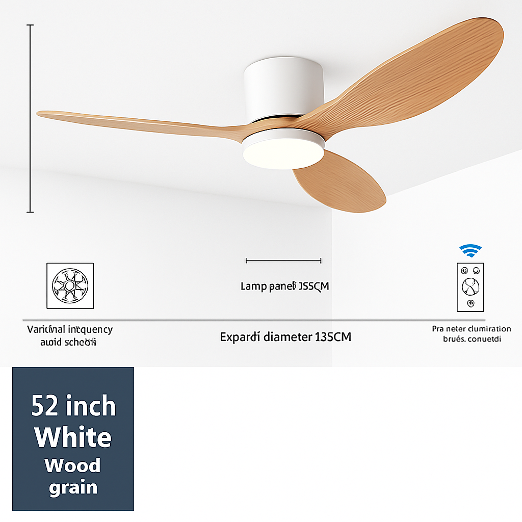 ventilateur de plafond moderne à led télécommande 6 vitesses éclairage intégré - vue 7 sur 18