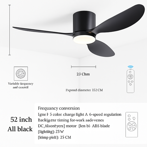 ventilateur de plafond moderne à led télécommande 6 vitesses éclairage intégré - vue 9 sur 18