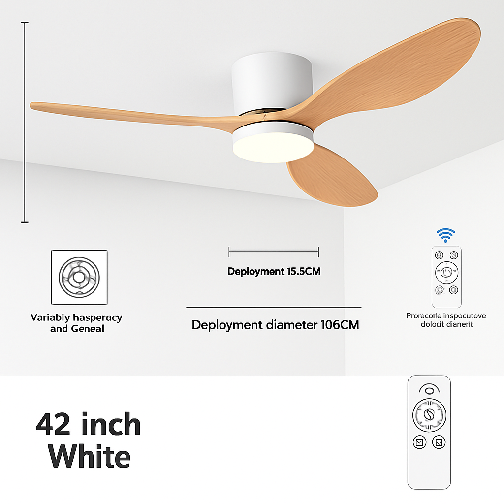ventilateur de plafond moderne à led télécommande 6 vitesses éclairage intégré - vue 10 sur 18