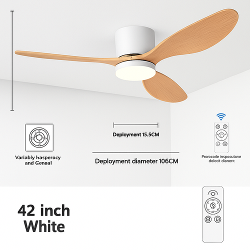 ventilateur de plafond moderne à led télécommande 6 vitesses éclairage intégré - vue 11 sur 18