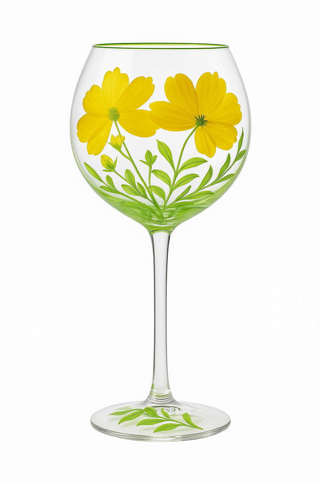 verre à vin haut motifs floraux lot trois