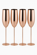 Verre champagne acier inoxydable texturé style bar fête