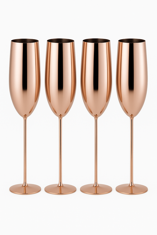 Verre champagne acier inoxydable texturé style bar fête
