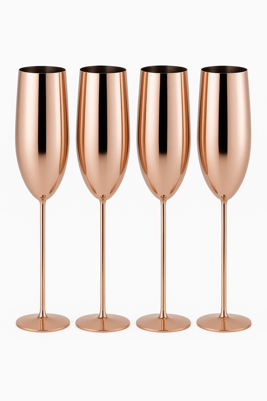 Verre champagne acier inoxydable texturé style bar fête