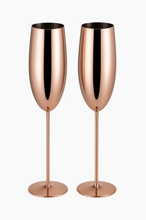 Verre champagne acier inoxydable texture style gobelet festif