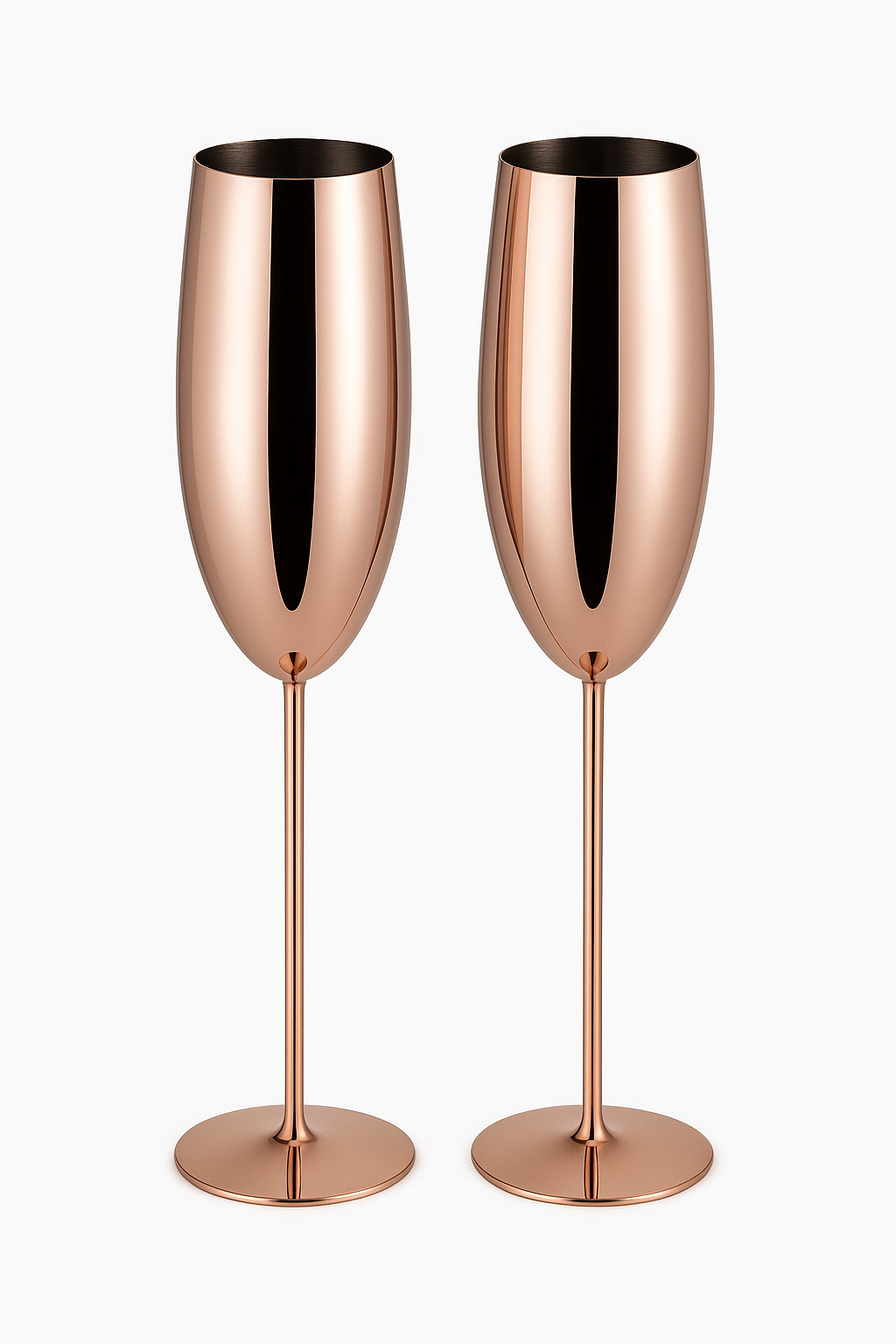 Verre champagne acier inoxydable texture style gobelet festif