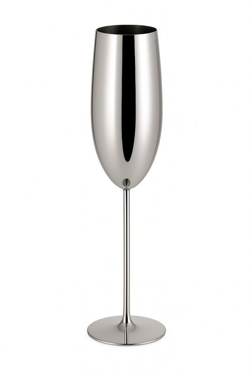 Verre champagne acier inoxydable texturé style tulipe festif