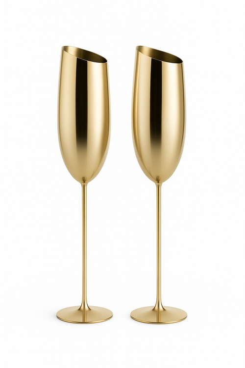 Verre champagne inox texturé coupe élégante bar fête