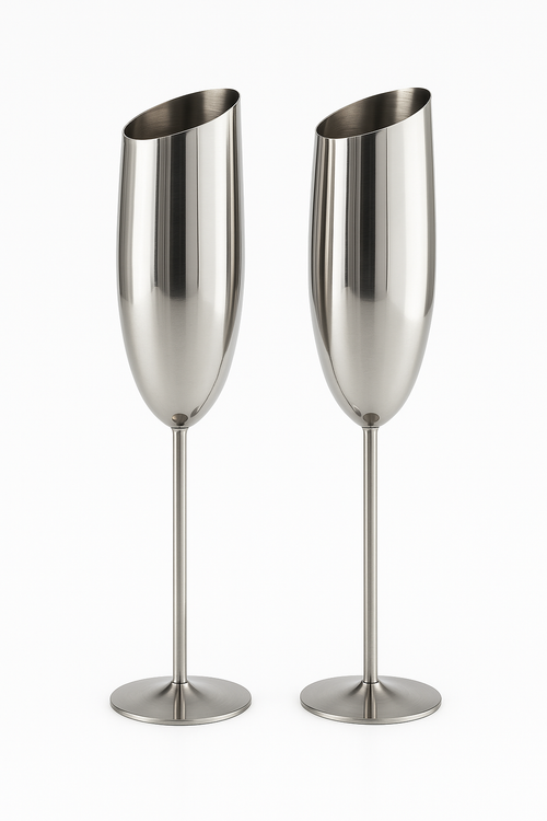 Verre champagne inox texturé style tulipe festif élégant