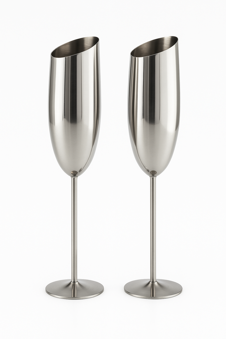 Verre champagne inox texturé style tulipe festif élégant