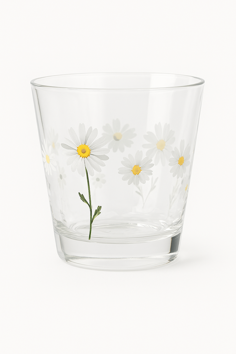 verre martelé motif marguerite pour boissons résistant chaleur