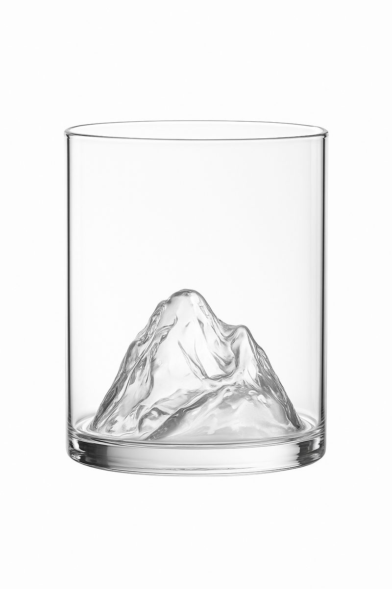 Verre transparent style montagne pour cafe the jus