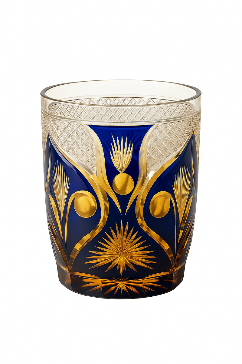 Verre whisky edo kiriko motifs géométriques gravé main