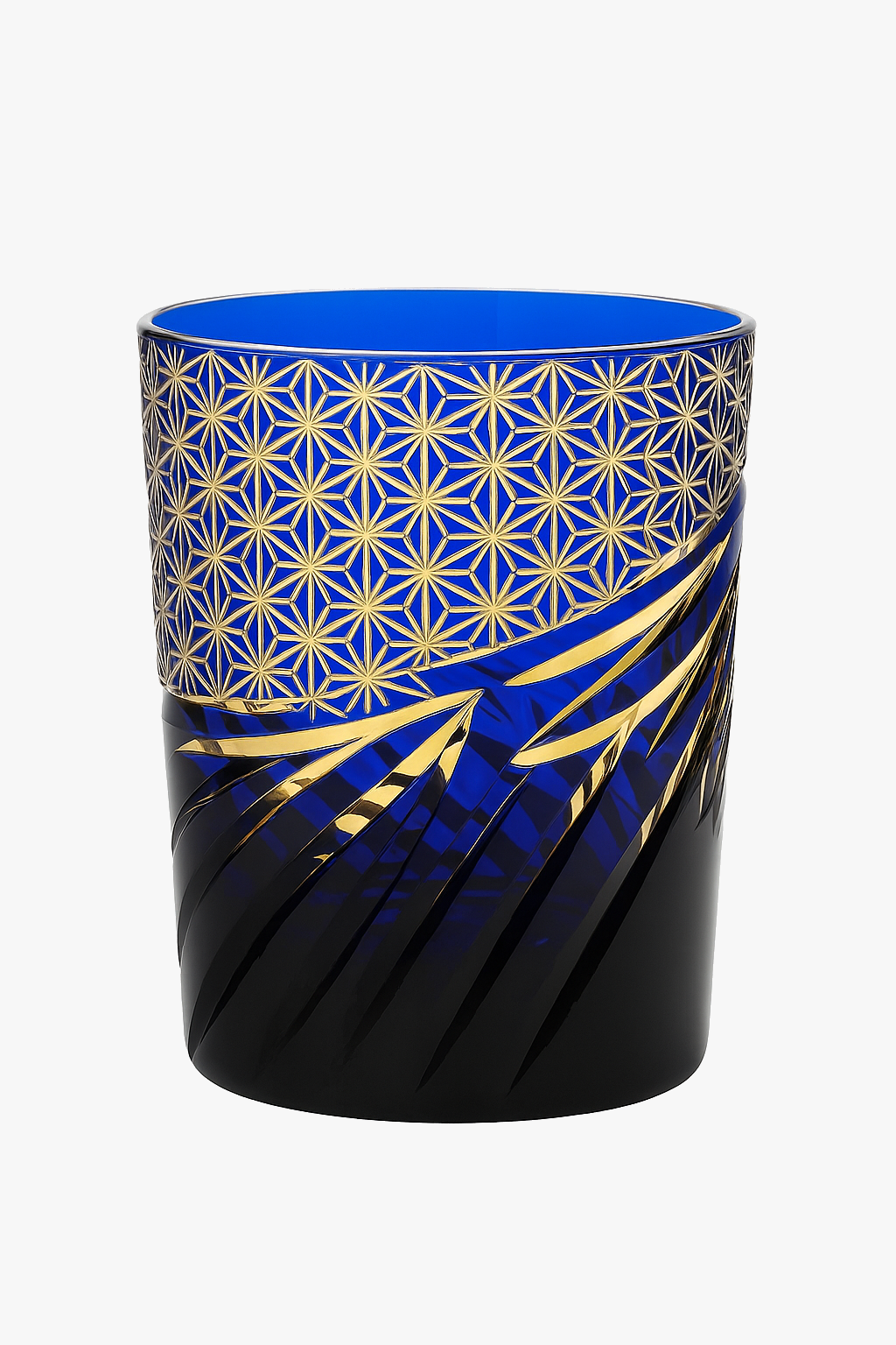 Verre whisky japonais edo kiriko gravé motifs géométriques