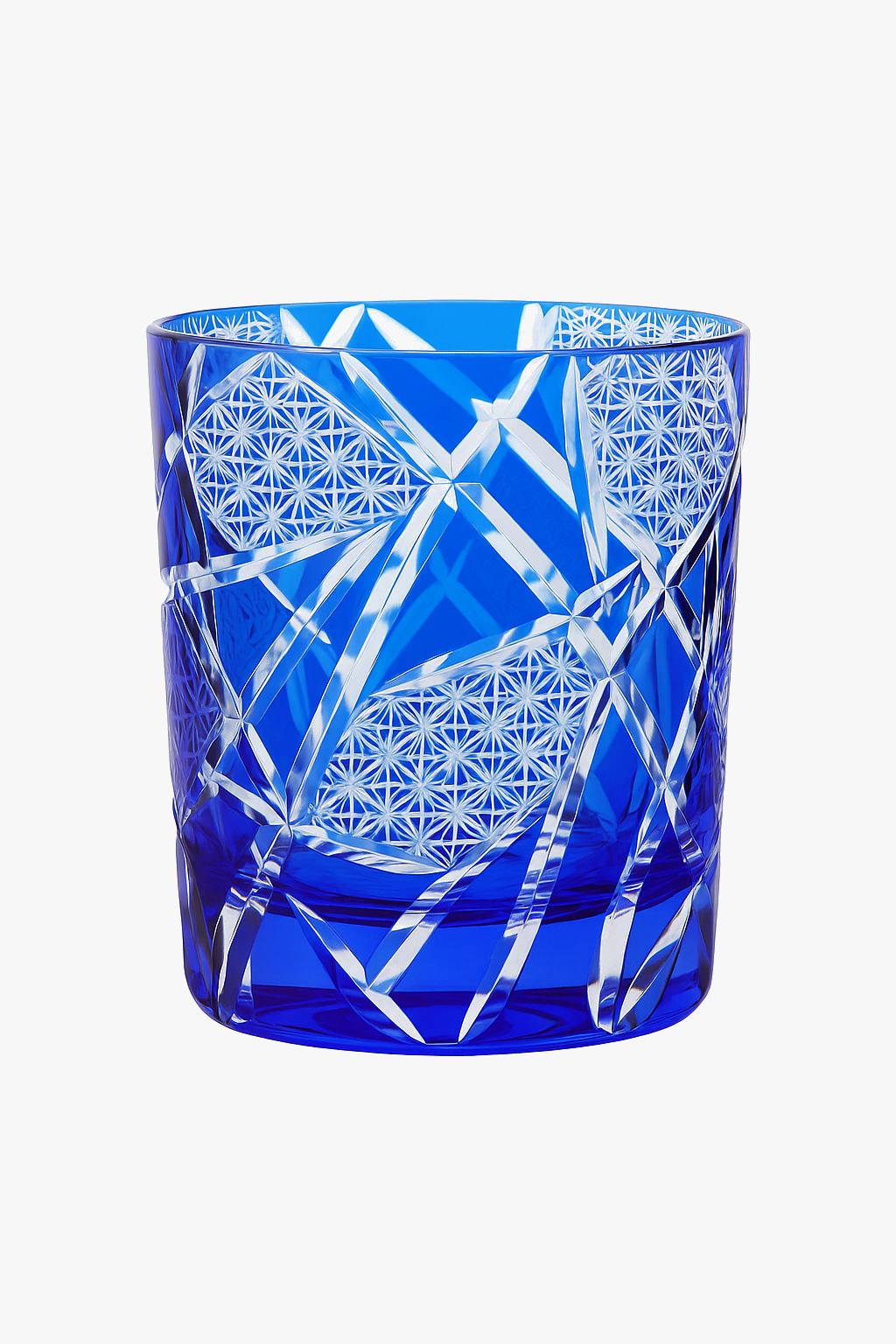 Verre whisky style edo kiriko motifs gravés artisanal