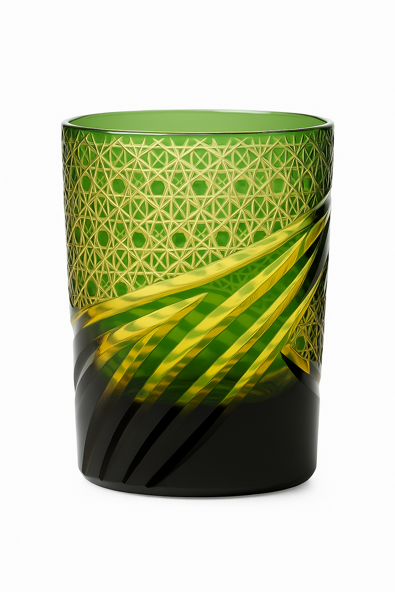 Verre whisky style edo kiriko motifs taillés main