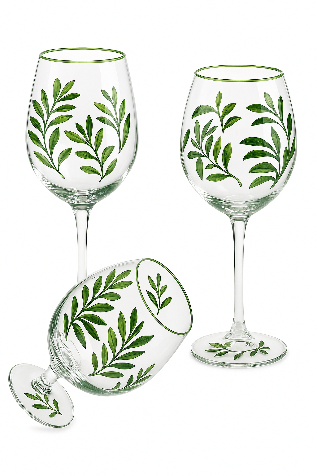 Verres à vin hauts motifs floraux dessinés main