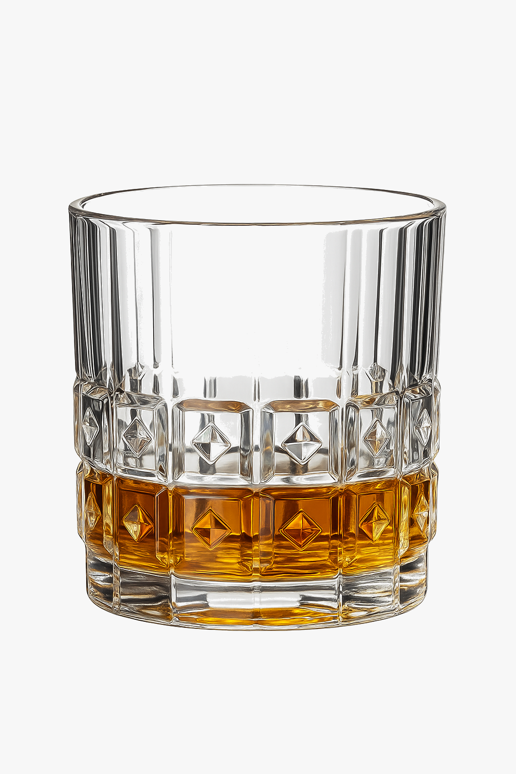 Verres cristal facettés whisky bière vin élégants
