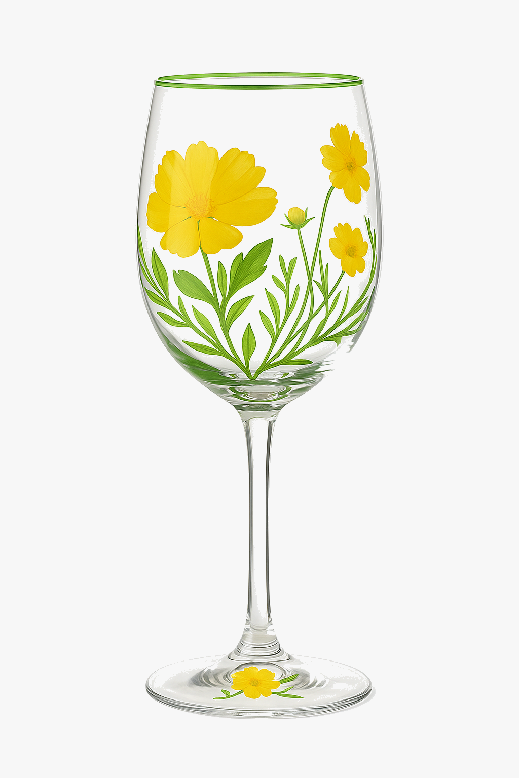 Verres à vin hauts floraux dessinés main lot