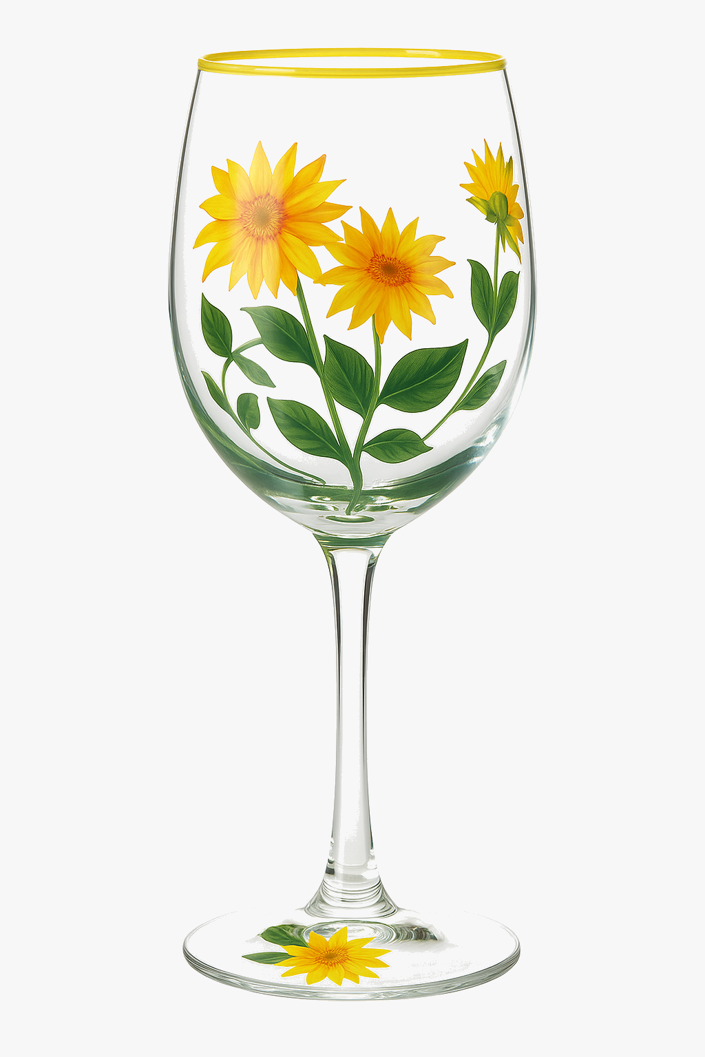 Verres à vin hauts motifs floraux dessinés main
