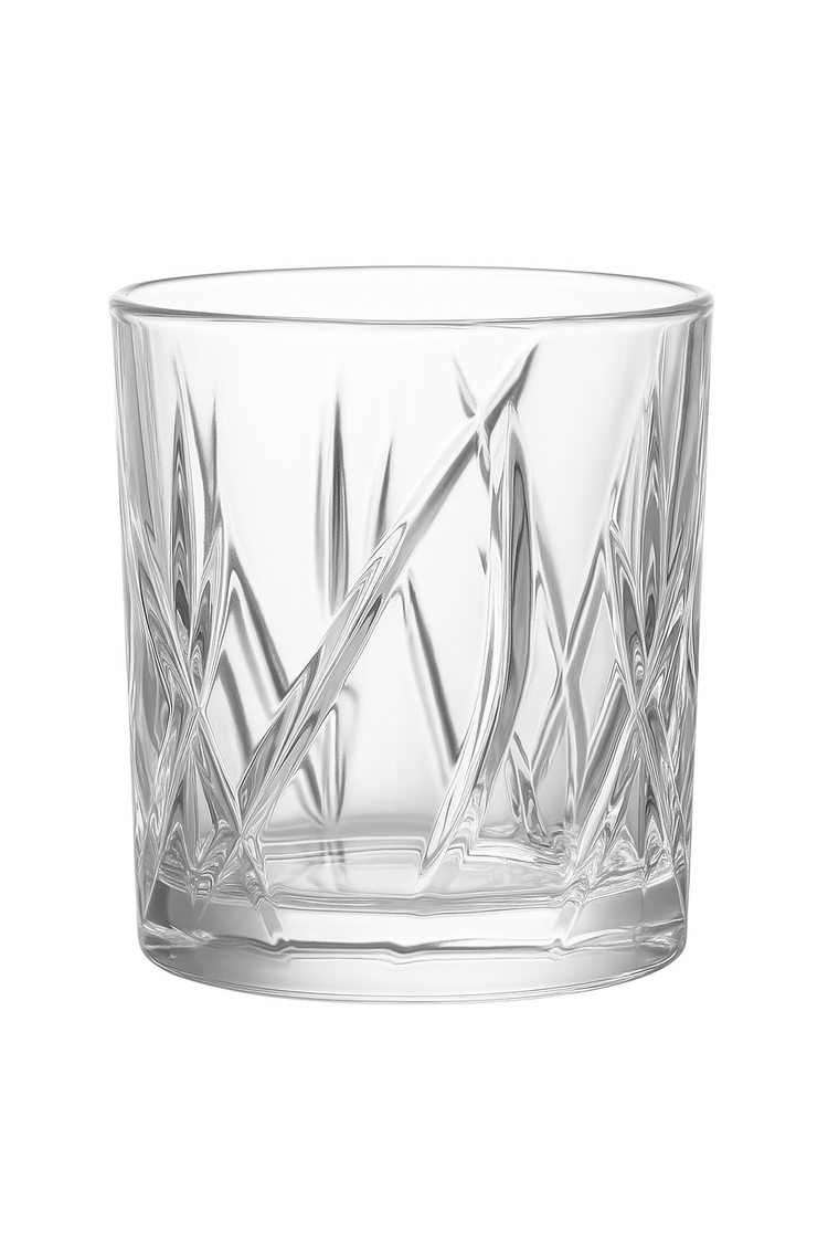 Verres whisky old fashioned motif relief style élégant