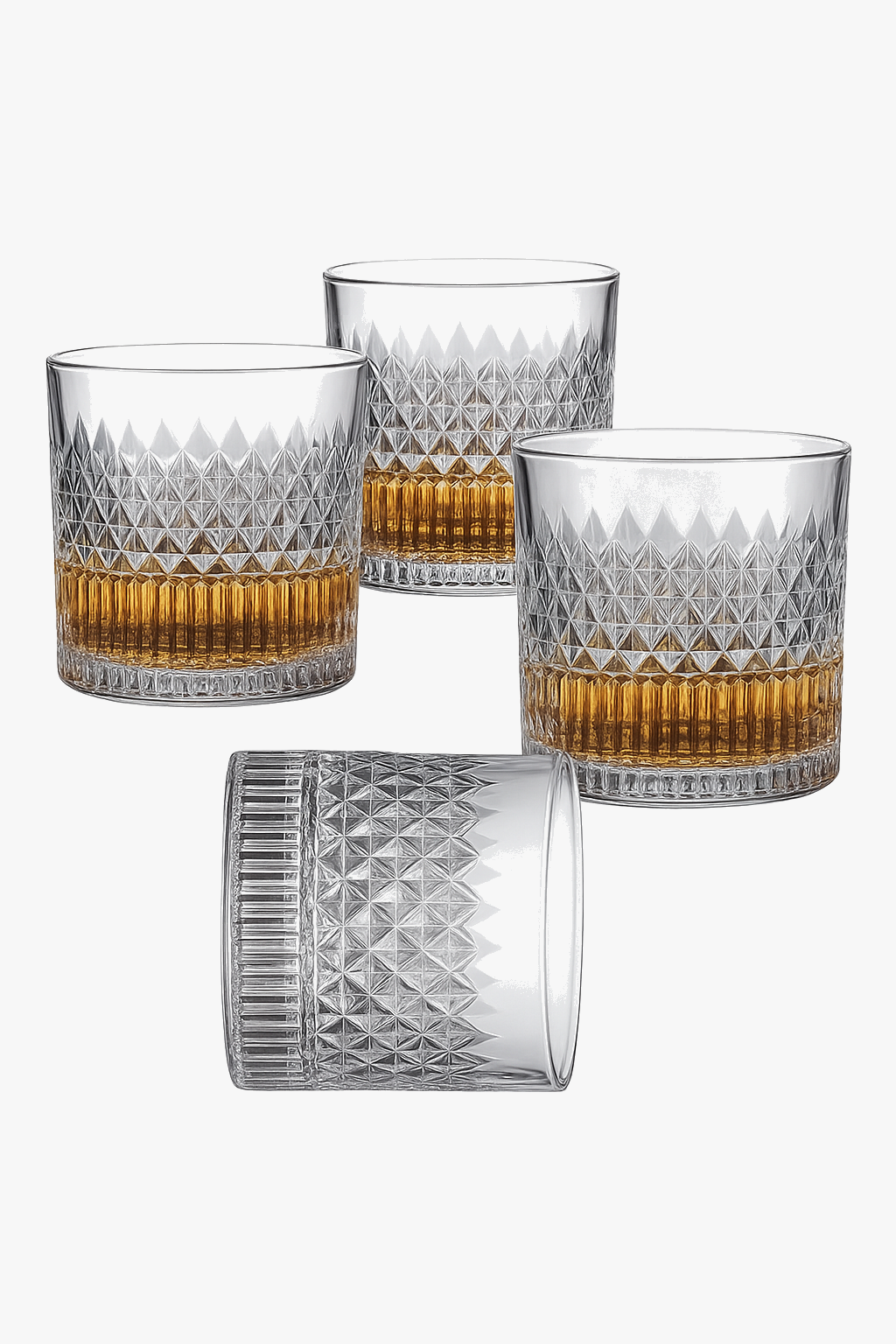 Verres whisky relief facette style retro lot 4