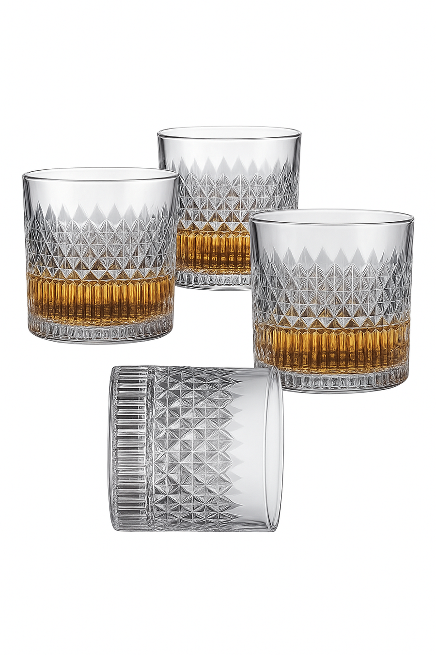 Verres whisky relief facette style retro lot 4