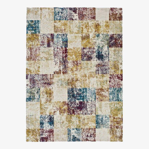 Tapis rectangle vintage avec carrés colorés Moma