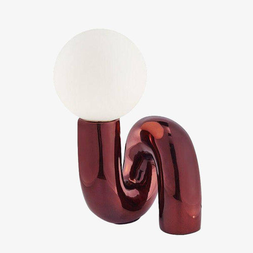 Lampe à poser design à LED en métal rouge avec boule en verre Mao