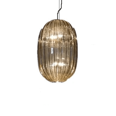Suspension design LED avec abat-jour en verre coloré