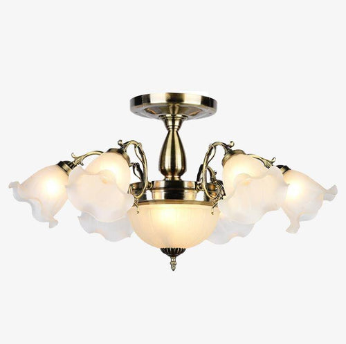 Lustre à LED avec abat-jour en fleurs