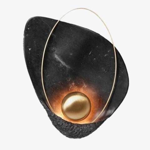 Applique murale design LED style marbre avec anneau doré