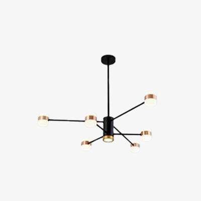 Lustre design LED en métal noir avec plusieurs lampes rose gold Fly
