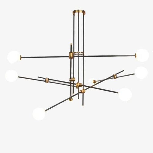 Lustre design noir avec plusieurs branches et verre Retro