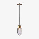 Suspension design LED avec abat-jour en verre et finitions dorées