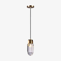 Suspension design LED avec abat-jour en verre et finitions dorées