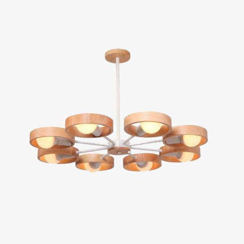 Lustre moderne à LED avec disque en bois style Japan