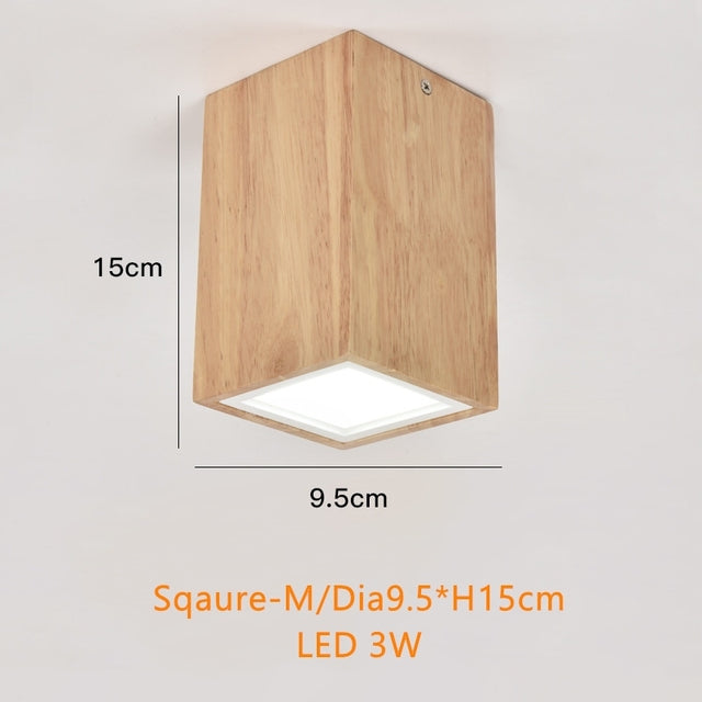 Spot scandinave LED circulaire en bois Rogely - vue 8 sur 11